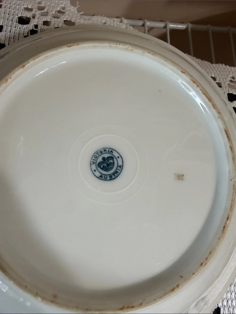 Noritake Classic White Ceramic Serving Bowl with Green and Gold Accent